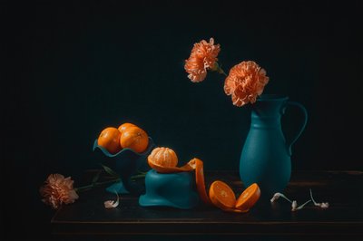 Livfulla apelsiner, stilleben av Lydia Jacobs