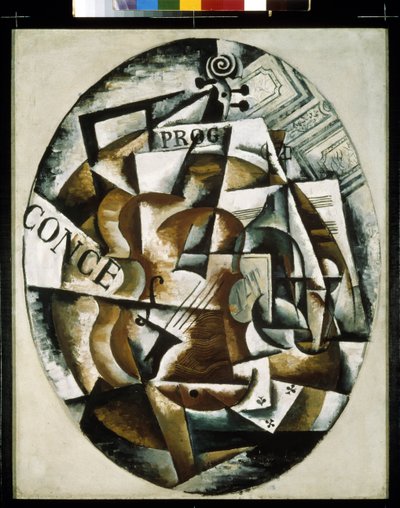 Fiol. Målning av Lyubov (Lioubov) Sergeyevna Popova (1889-1924), olja på duk av Lyubov Sergeevna Popova
