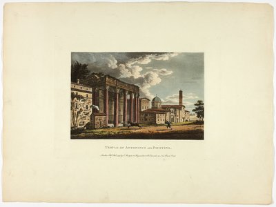 Antoninus och Faustinas tempel, plansch trettiosex från Roms ruiner av M. Dubourg