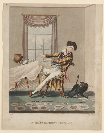 A Most Infernal Bad Egg, tryck av H. Pyall, ca 1825 (handkolorerat gravyr) av M. Egerton