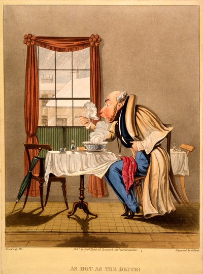 As Hot as the Deuce!, tryck av George Hunt, 1827 (handkolorerat gravyr) av M. Egerton