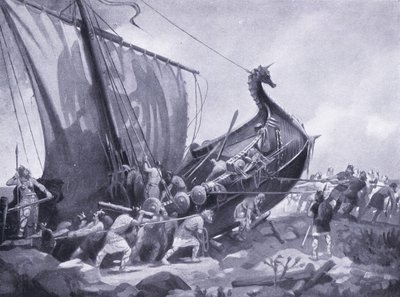 Magnus seglar runt Mull of Kintyre AD1098, 1920-talet av M. Mackinlay