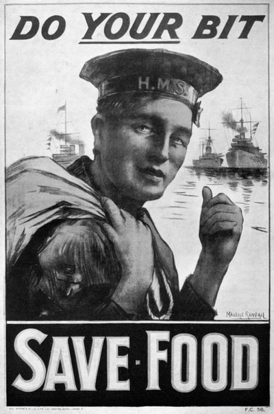"Do Your Bit - Save Food", matekonomiaffisch, första världskriget, 1917, c1920. av M Randall