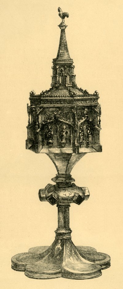 Koppar förgylld pyx, mitten av 1400-talet, 1881. av M Sullivan