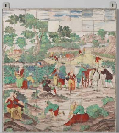 Kakelpanel med druvskörden av M. van Kuyk
