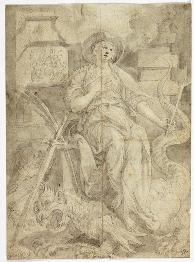 Studie för Saint Margaret av Maarten de Vos