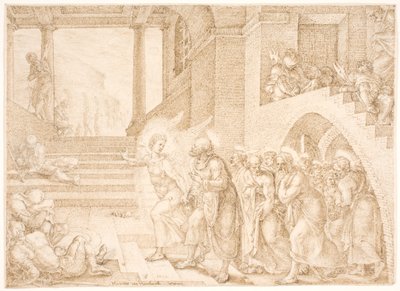 Apostlarna släpps ur fängelset av en ängel av Maarten van Heemskerck