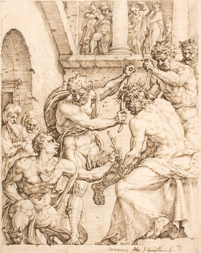 Kristus som kröner med törnar av Maarten van Heemskerck