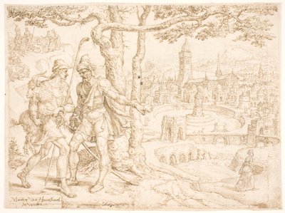 Juda skickar ungen Tamar av Adullamiten Hira av Maarten van Heemskerck