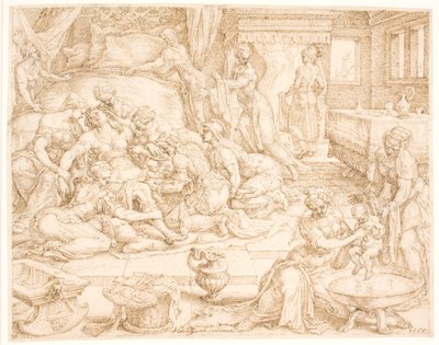 Tamar föder Farezog Jarah av Maarten van Heemskerck
