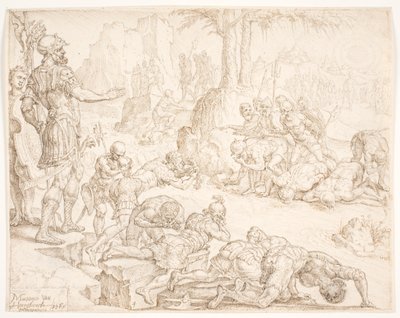 Minskningen av Gideons armé av Maarten van Heemskerck