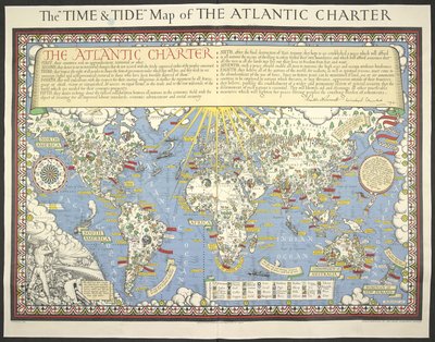 Tids- och tidvattenkarta över Atlantic Charter av MacDonald Gill