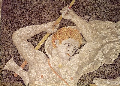 Hjortjakten, detalj av en jägare, från mosaiken "Helenas bortförande" i huset av Macedonian School