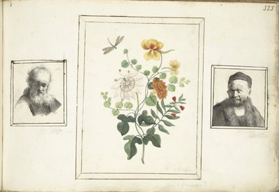 Stilleben med blommor, ett huvud och en mansbyst av Machtelt Moninckx