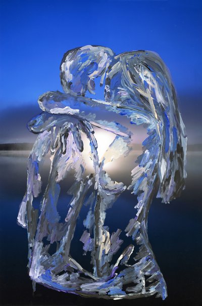 Blue Lovers, 2022 (akrylfärg på arkivbeständigt pigmenttryck) av Madeleine Gross