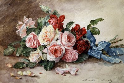 Bukett med rosenblommor. Målning av Madeleine Jeanne Lemaire (1845-1928) Privat samling. av Madeleine Lemaire