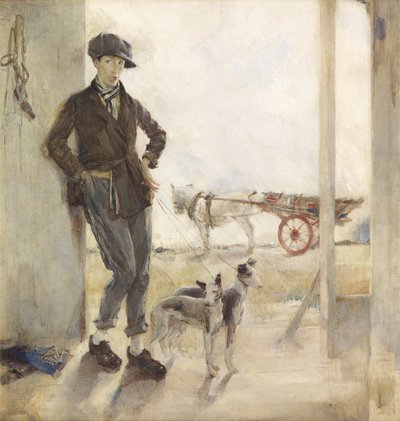 Coster with Dogs (olja på duk) av Madeline Emily Green