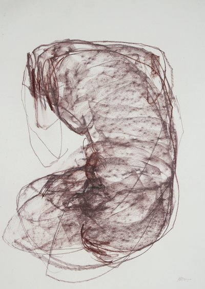 Torso 5, 2022 (kol på papper) av Madgalena Morey