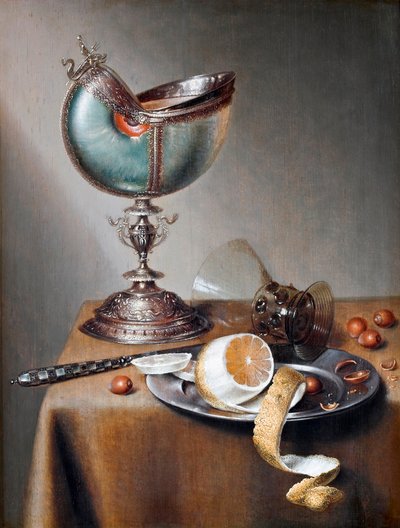 ""Nature morte a la coupe nautile"" (Still-Life with Nautilus Cup) Peinture de Marten Boelema de Stomme (1611-1644) - Olja på trä Dim 50x38 cm Hallwylska Museet, Stockholm av Maerten Boelema de Stomme