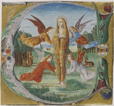 Sankta Maria Magdalena omgiven av änglar av Maestro del Salomone Wildenstein