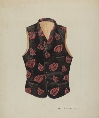 Broderad sammetsväst, ca. 1937. av Majel G. Claflin