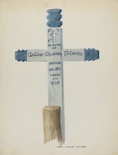 Handgjorda och målade träkors - Gravsten, ca. 1937. av Majel G. Claflin