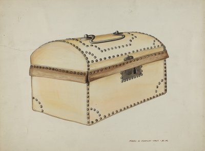 Läderklädd ask, ca. 1937. av Majel G. Claflin