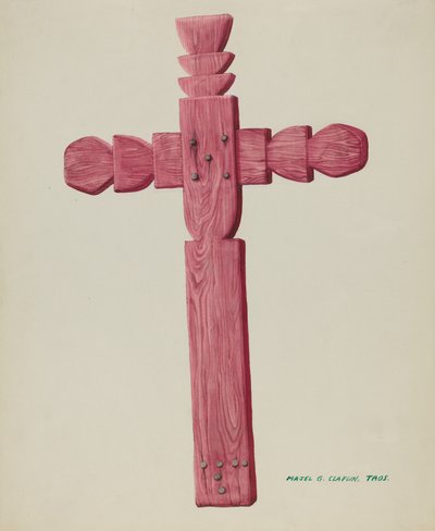 Röda träkorset som används som gravsten, ca. 1937. av Majel G. Claflin