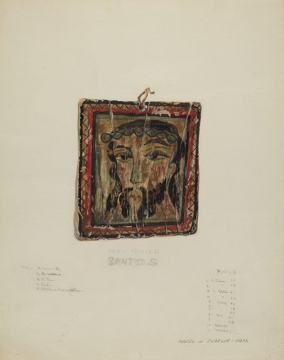 Small Christo Head - Retablo, c. 1940. av Majel G. Claflin