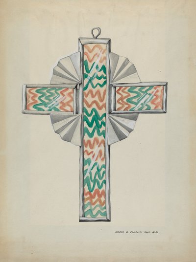 Kors av plåt och målat glas, ca. 1937. av Majel G. Claflin