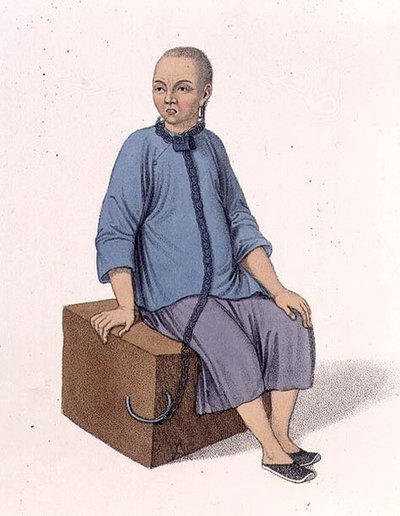 Ein Mann, der an einen großen Holzblock gefesselt ist, Platte 14 aus 