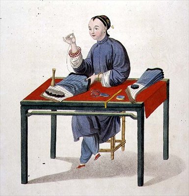 Eine Frau, die Strümpfe macht, Tafel 3 aus 