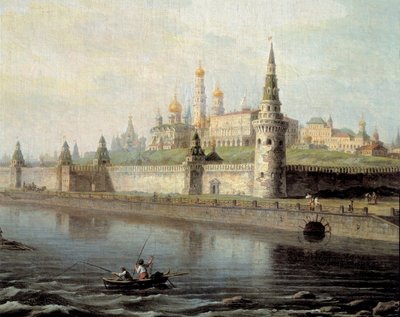 Utsikt över Kreml i Moskva från berget Kammeny av Maksim Nikiforovich Vorobiev