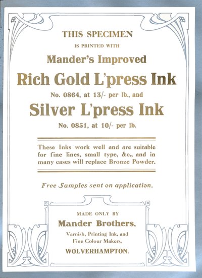 Mander Brothers annons, 1919 av Mander Brothers