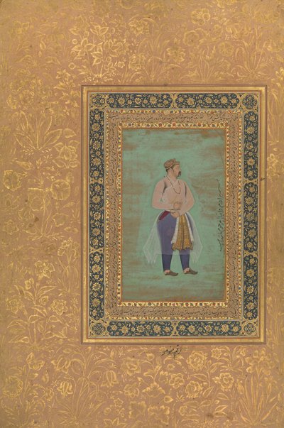 recto: Porträtt av Prince Danyal, Folio från Shah Jahan Album, recto: sent 1500-tal. av Manohar
