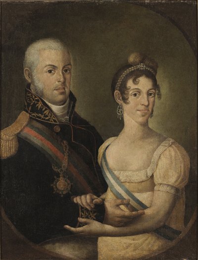 Porträtt av John VI av Portugal och Charlotte Joaquina av Spanien av Manuel Dias de Oliveira