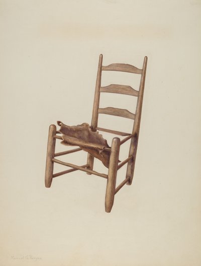 Handgjord stol - Rawhide Seat, ca. 1939. av Manuel G. Runyan
