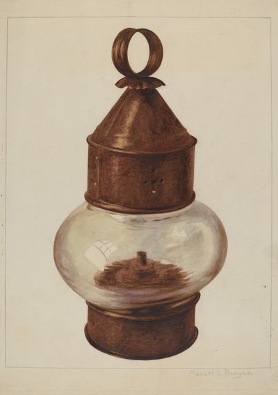Gatuhängande lampa, ca. 1938. av Manuel G. Runyan