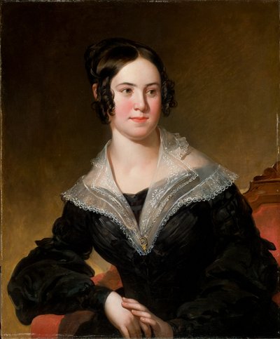 Porträtt av en dam 1840 (olja på duk) av Manuel Joachim de Franca