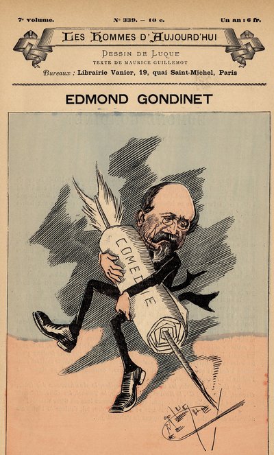 Omslag till The Men of Today, nummer 339, illustration av Manuel Luque (1854-1919): Teater - Gondinet Edmond (1828-1888) av Manuel Luque