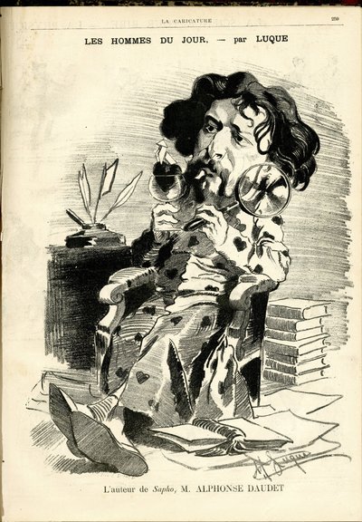 Illustration av Manuel Luque (1854-1919) för omslaget till The Caricature (1880) av Manuel Luque
