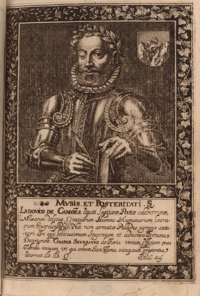 Porträtt av poeten Luís Vaz de Camões ca 1524-1580, 1624. av Manuel Severim de Faria