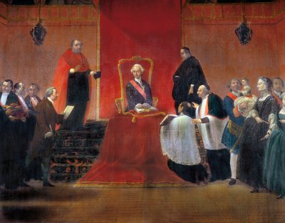 Charles III tar över kanonskapet i Barcelona 1759, detalj av Manuel Tramulles