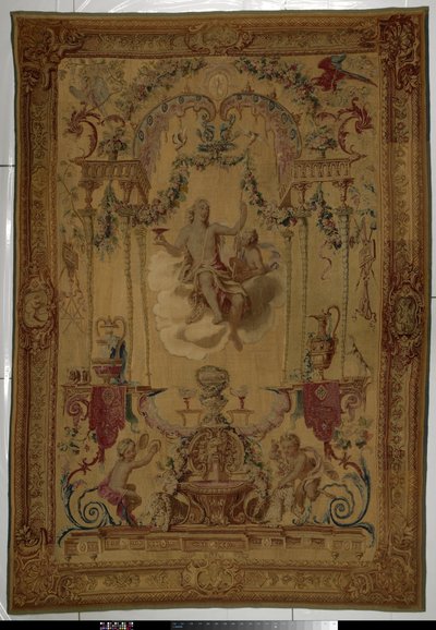 Gobeläng med Bacchus som personifiering av hösten Portières des dieux (serietitel) av Manufacture Royale des Gobelins