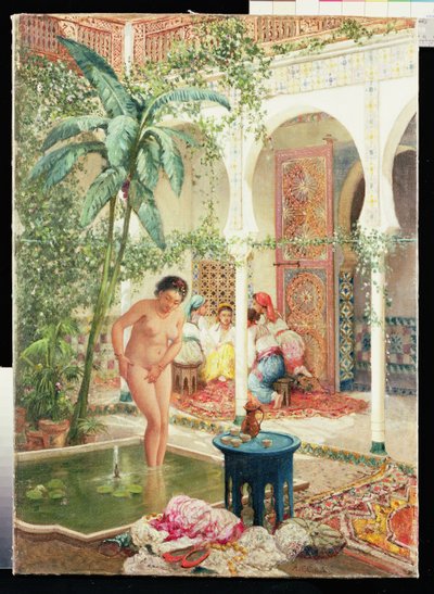 Kvinnor i Harem vid poolen av Marc Alfred Chataud