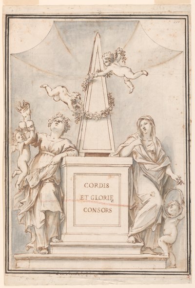 Design för en monokrom målning, Church of Corpus Domini, Bologna, Italien av Marc Antonio Franceschini