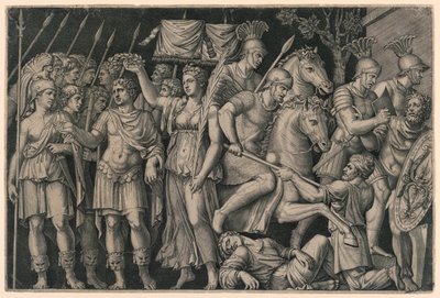 Trajanus krönt av seger av Marc Antonio Raimondi
