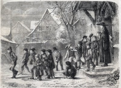 Ute från skolan på vintern. Gravyr efter en målning av M. B. Vautier i "The Universe Illustrous" av Marc Louis Benjamin (after) Vautier