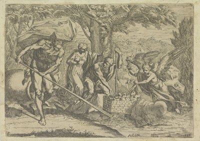 Romulus en Remus hittad genom Faustulus en Louva av Marcantonio Bellavia