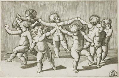 Cupids dans av Marcantonio Raimondi